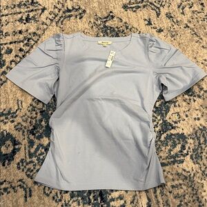 NWT! Madewell Side-Cinch Puff-Sleeve Tee, XSmall, Feather Blue